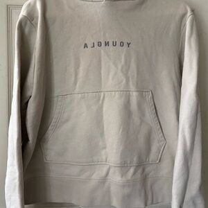 YoungLA Beige Hoodie with Black Logo Tag